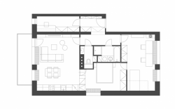 Mooza architecture, Byt na modré vlně, půdorys, nový stav – foto