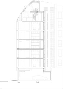 Chartier-Corbasson architectes, Bytový dům 85 rue Championnet, řez
