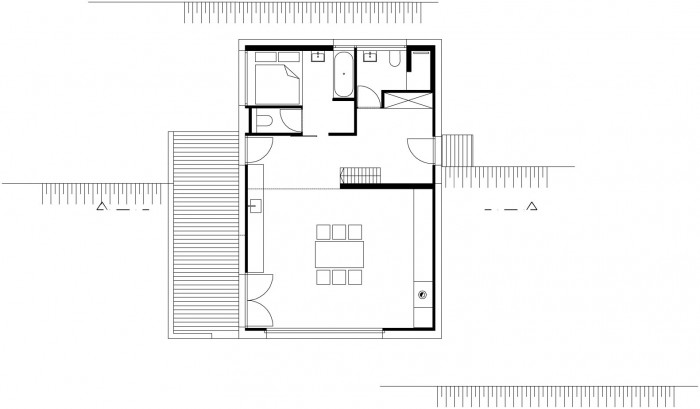 Dům u jezera Thurnberg, Backraum Architektur - půdorys obytného podlaží