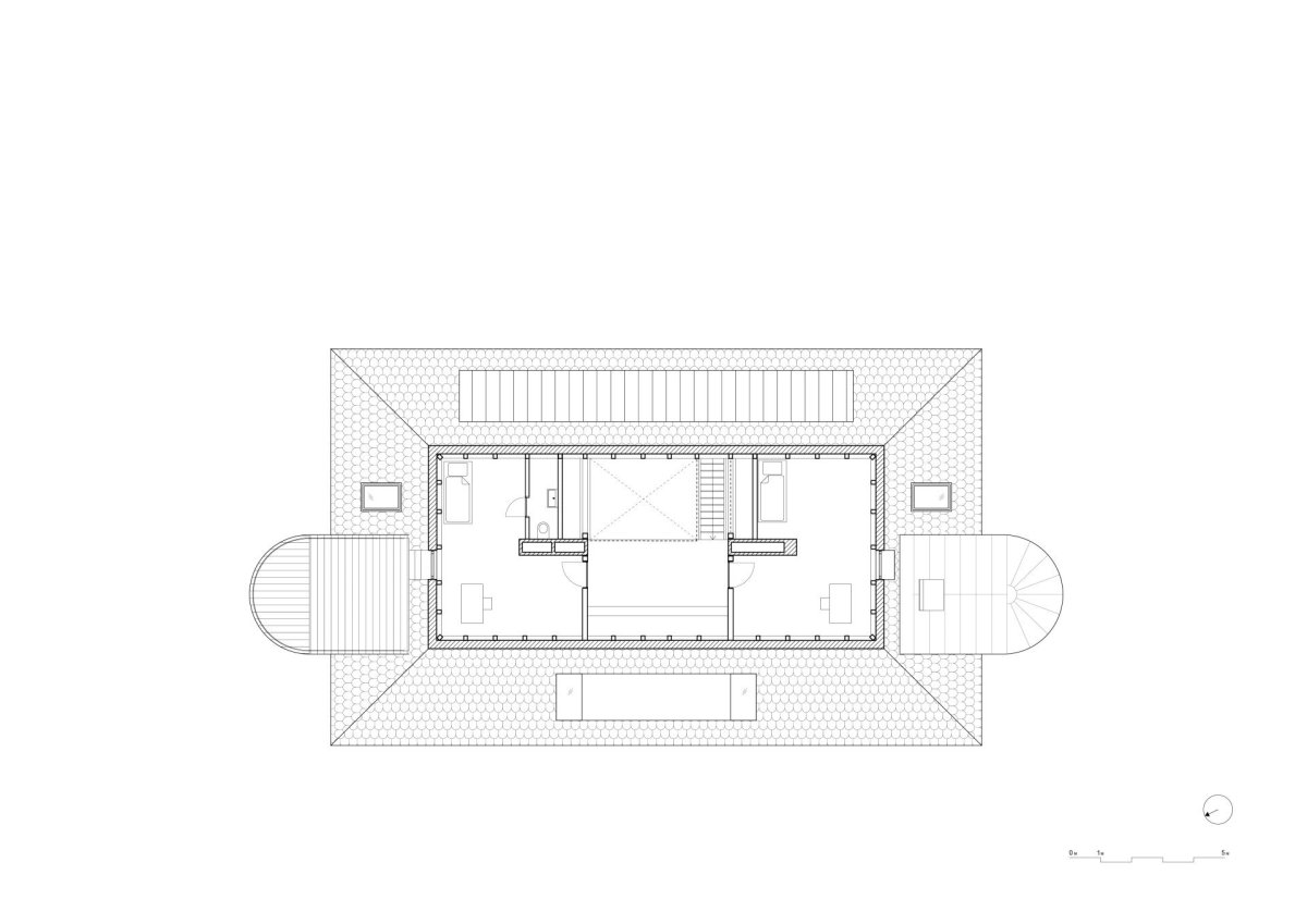 Půdorys 5.NP (Rekonstrukce a přístavba k vile v Praze-Vinohradech, PAPUNDEKL ARCHITEKTI)