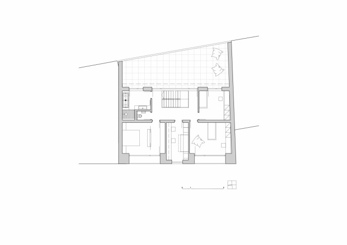 Rodinný dům Košinova v Brně, Mimosa architekti, půdorys 1 NP