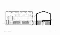 Proměna bývalé továrny na čokoládu v rezidenční objekt, řez, Anna & Eugeni Bach