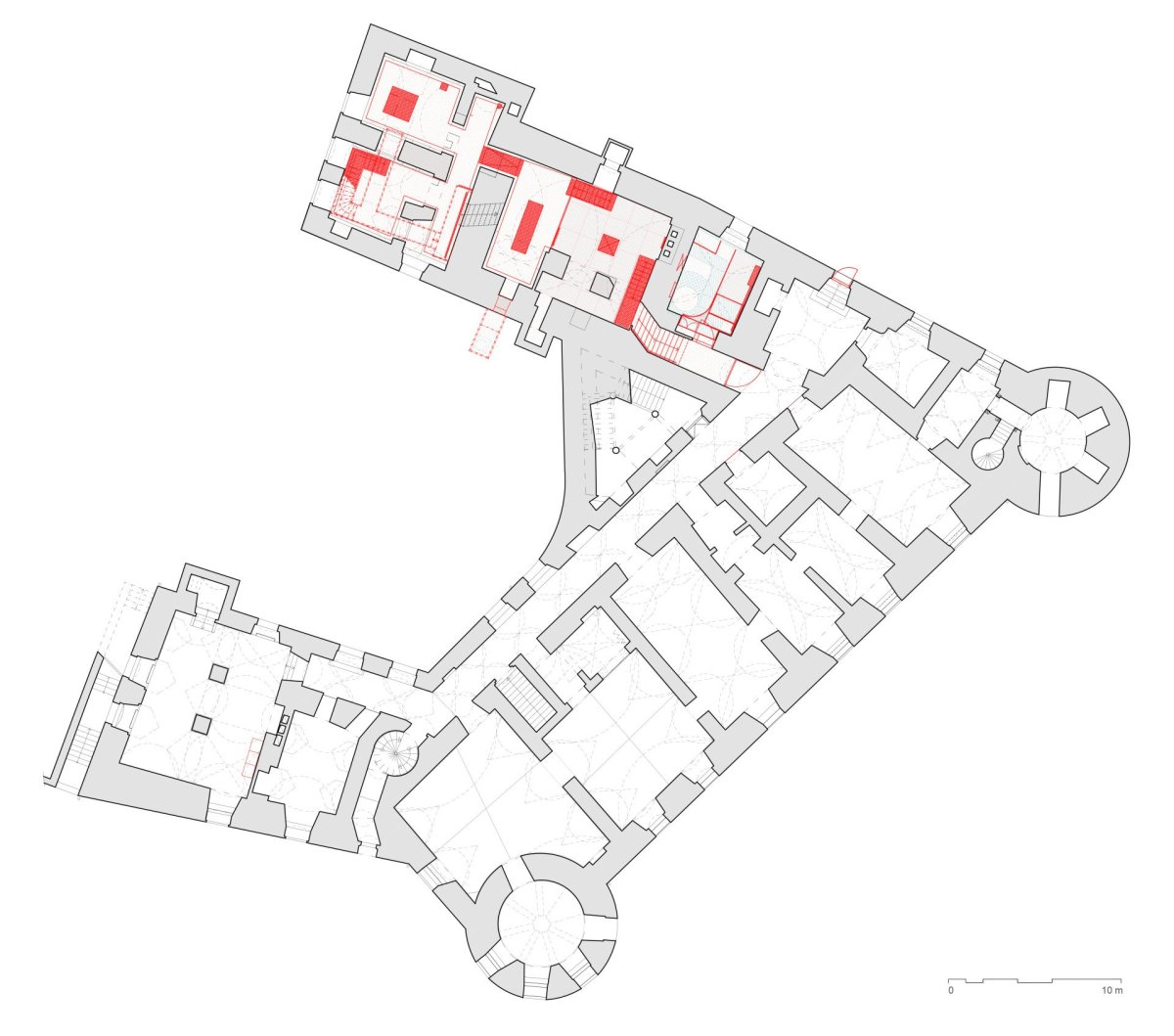 Expozice Skrytý středověk na zámku Bílovec, opus architekti: Půdorys 1.PP
