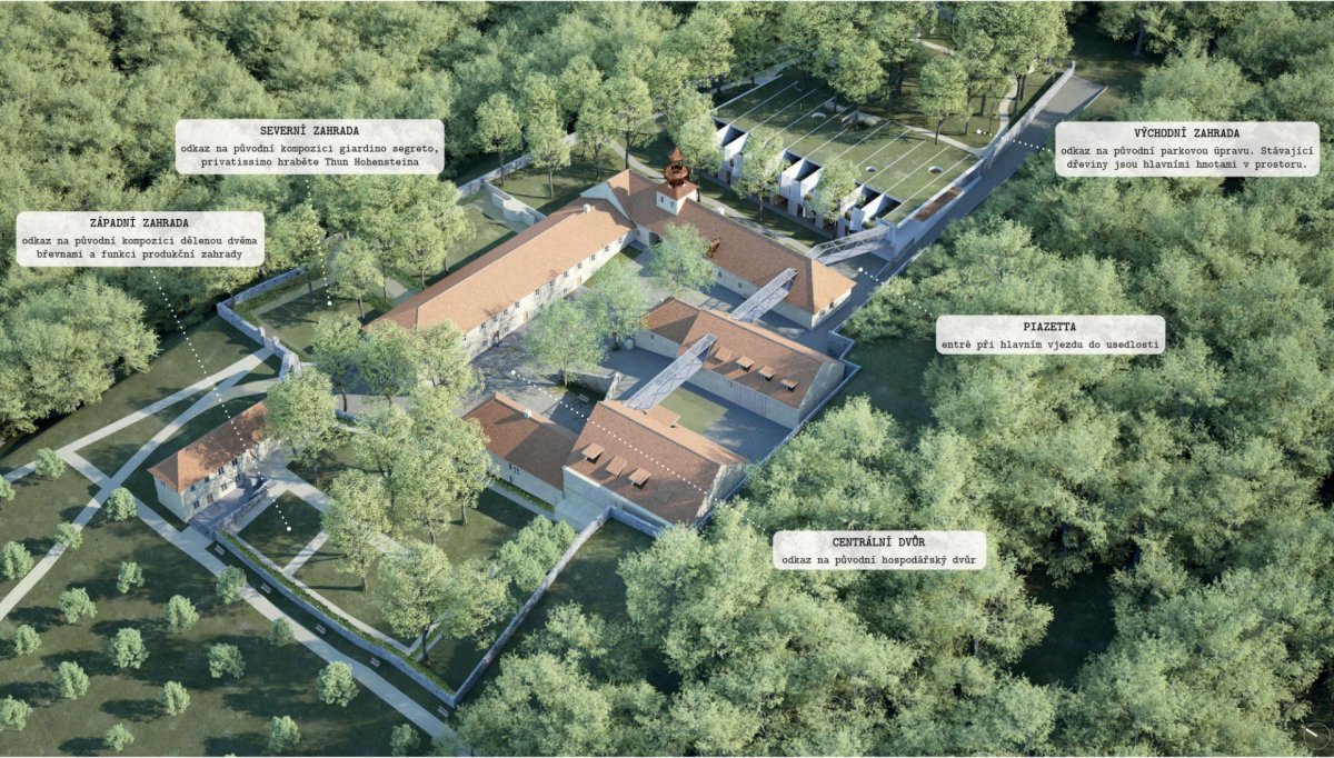 Vítězný návrh přestavby usedlosti Cibulka z dílny studia Petr Hájek Architekti