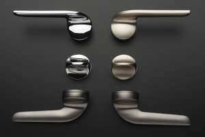 Kování UP&DOWN – povrchová úprava matný nikl, lesklý chrom, titan chrom mat, design Herrmann&Coufal