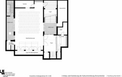 Cínová huť v Hamburku,půdorys suterénu, LRW Architekten