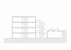 Makovský & partneři, Polyfunkční dům Minská, Brno, řez podélný – foto