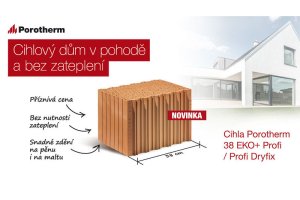 Cihla Porotherm 38 EKO+ Profi/ Profi Dryfix, ilustrační fotografie.
