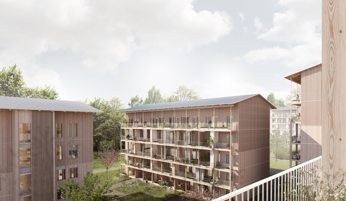 Karviaistie 12 – Navýšení nájemních bytových domů ze 70. let o dvě podlaží a renovace fasád pomocí dřevěného obkladu.