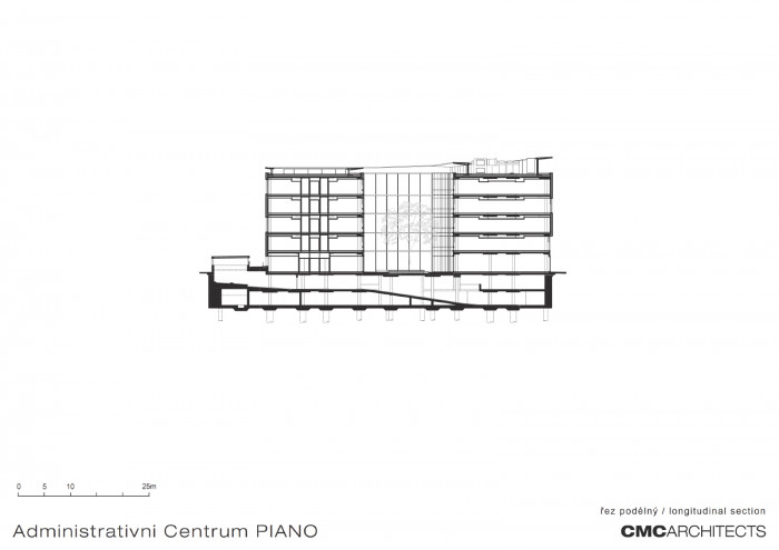 Administartivní centrum Piano, řez, CMC architects a.s.