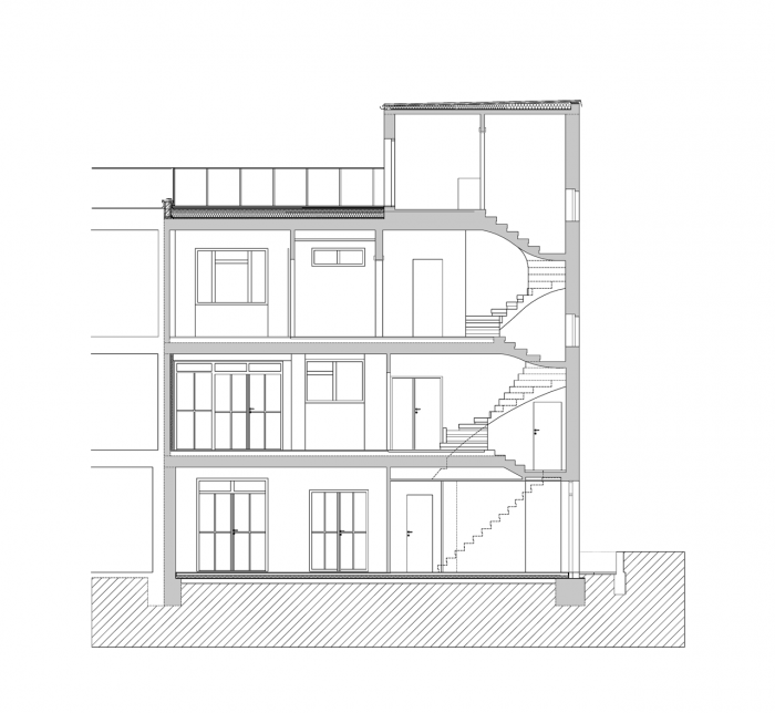 Studio acht, Rezidence Na Dračkách, řez podélný – foto