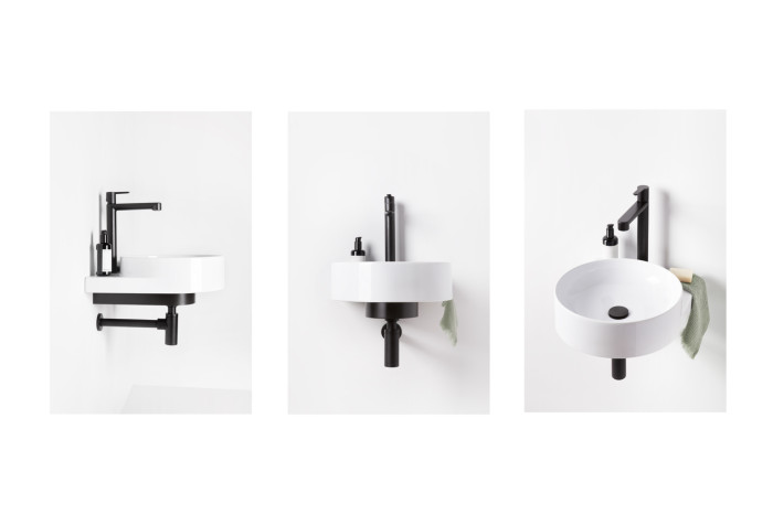 Keramické umyvadlo z kolekce Yard od RAVAKu navržené studiem  Vrtiška & Žák lze libovolně barevně kombinovat s konzolí a vodní bateriií.