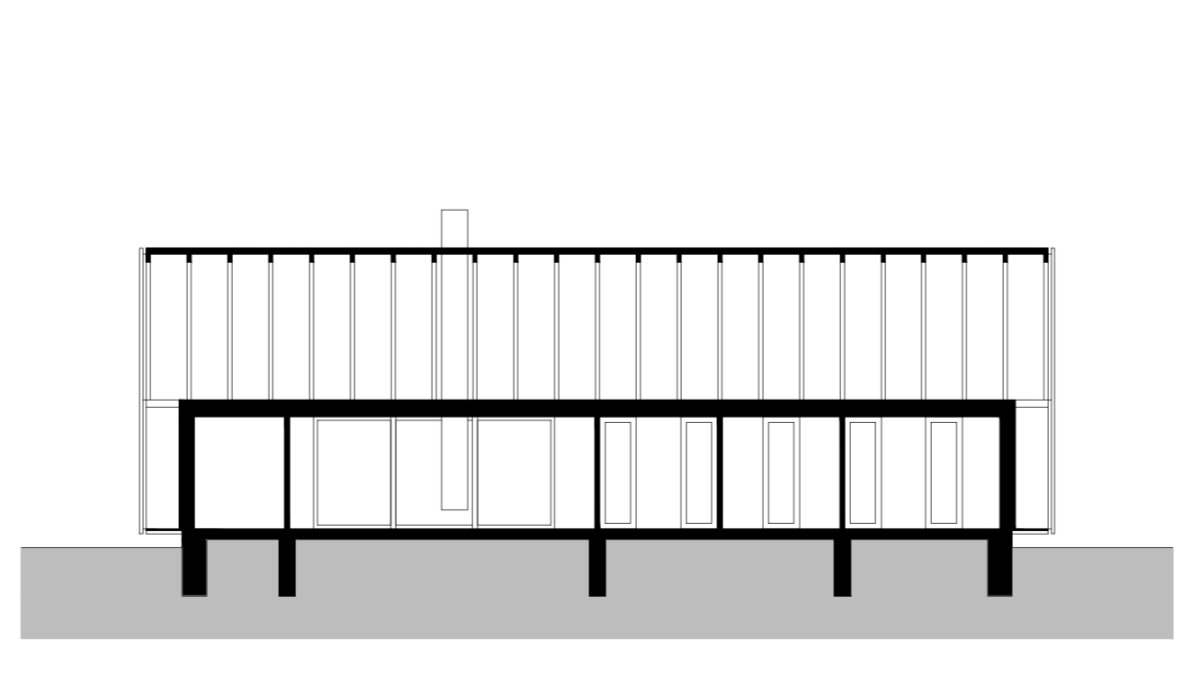 Dům v Křižánkách, Kuba a Pilař architekti, řez