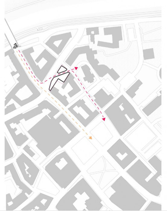 Vítězný návrh bytového domu v Ostravě, širší vztahy, Michal Palaščák, dílna.