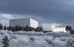 Vítězný návrh architektonického studia JIKA-CZ s.r.o. na depozitární komplex Národní galerie Praha. Vizualizace: monolot