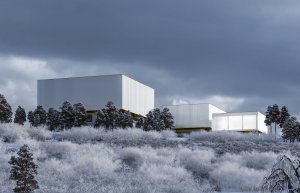 Vítězný návrh architektonického studia JIKA-CZ s.r.o. na depozitární komplex Národní galerie Praha. Vizualizace: monolot