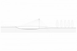 Lávka přes Vltavu v Lužci nad Vltavou, Petr Tej,  Marek Blank, Jan Mourek, řez podélný