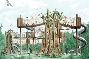 3D bludiště Lesní království (Unipark s.r.o.), vítěz veřejného hlasování v kategorii Velké dřevěné konstrukce - návrhy
