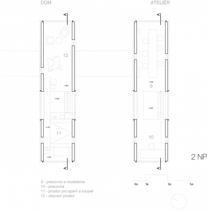 PETR STOLÍN ARCHITEKT, ZEN Houses, půdorys 2. NP – foto