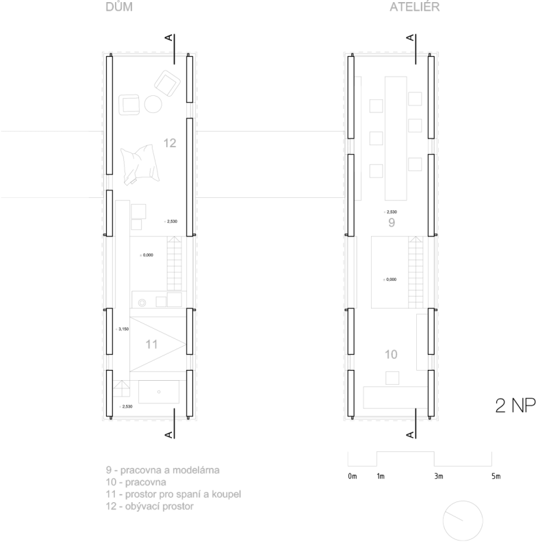PETR STOLÍN ARCHITEKT, ZEN Houses, půdorys 2. NP – foto