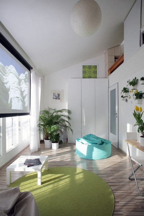 Mooza architecture, Interiér mezonetového bytu v Holešovicích - foto