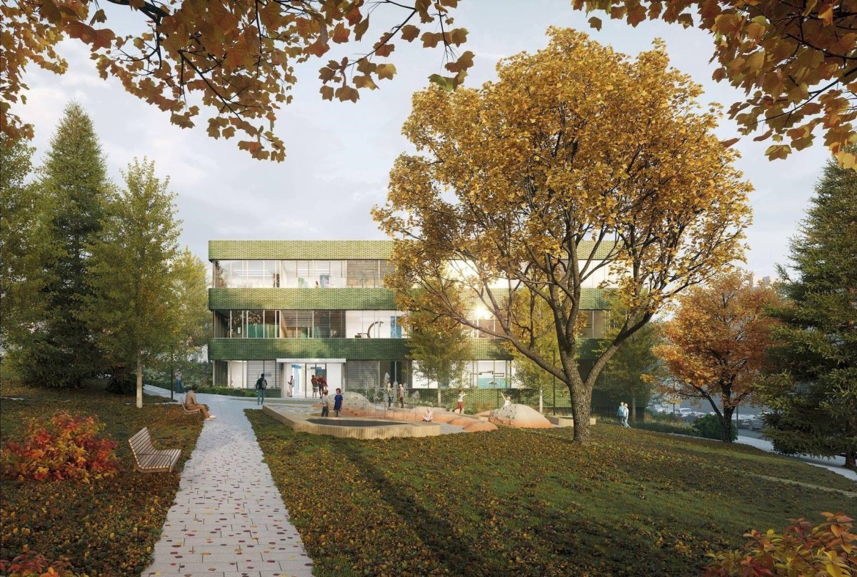 Vizualizace nové podoby Polikliniky Pod Marjánkou od studia ov architekti
