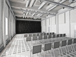 Adaptace obilného sila pro Nadaci Automatické mlýny od studia Prokš Přikryl architekti - multifunkční sál