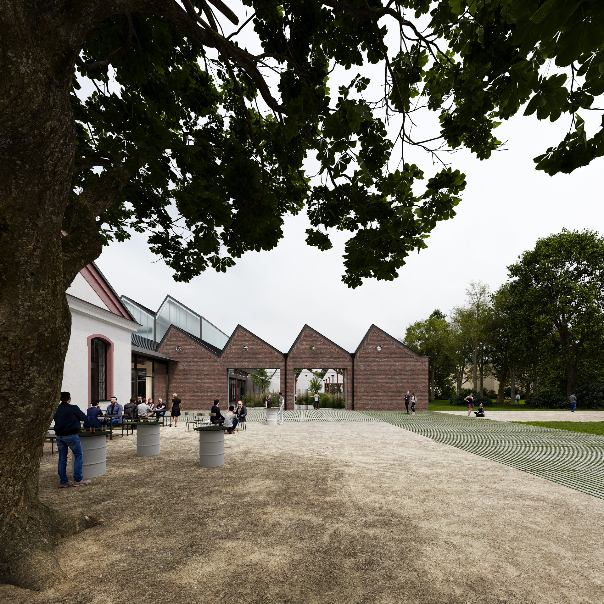 Vizualizace konverze bývalých továrních budov v Moravské Třebové na kulturní centrum od ateliéru Rusina Frei architekti