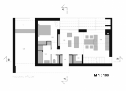ZETTE atelier, RD Černá za Bory, půdorys 1. NP – foto