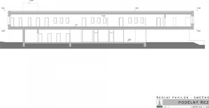 Pavilon ZŠ Smečno, LCArch s.r.o. - podélný řez