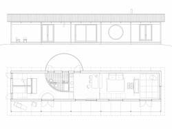 Chata na švédském venkově, Norell/Rodhe, půdorys + řez