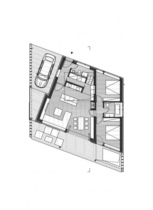Dům se světlíkem, půdorys 1np, Atelier 11