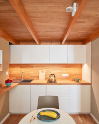 Architekti Zachar: kuchyně, deska vlevo slouží jako pracovní stůl i jako bar