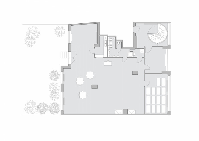 Rekonstrukce mezinárodních jeslí Malvína, No Architects / Jakub Filip Novák, Daniela Baráčková, půdorys původní stav