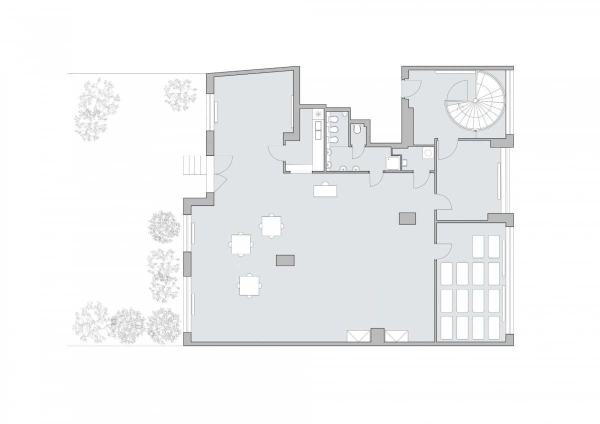 Rekonstrukce mezinárodních jeslí Malvína, No Architects / Jakub Filip Novák, Daniela Baráčková, půdorys původní stav