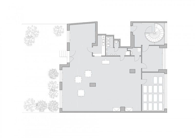 Rekonstrukce mezinárodních jeslí Malvína, No Architects / Jakub Filip Novák, Daniela Baráčková, půdorys původní stav