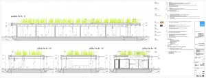 Rozvoj areálu Opatovického mlýna, ubytovna, řezy, ABM architekti.