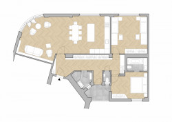 Byt Dejvice, půdorys návrh, KONCEPTUAL