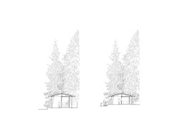 Řez příčný (Zázemí Lesního koupaliště, Mjölk architekti, Marie Vondráková)