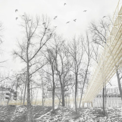 Odměna soutěže na lávku Holešovice-Karlín, vyústění Karlín, Petr Hájek architekti