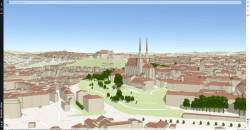 Ukázka 3D modelu města Brna v rozhraní aplikace ArcGIS