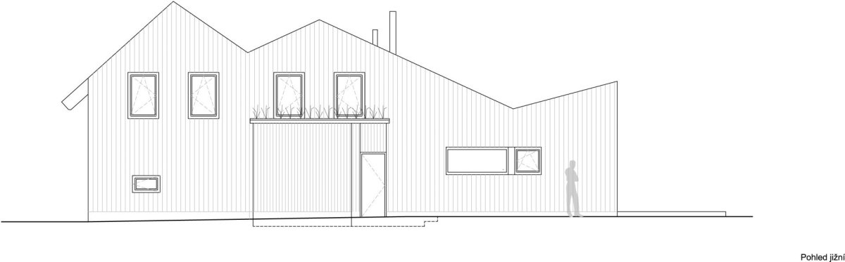 Rodinný dům v Písnici, daviddavidová architekti: Pohled jižní