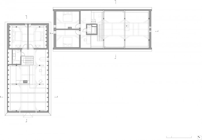 Lenka Míková, rekonstrukce usedlosti v Jižních Čechách, půdorys 2 NP