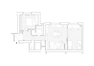 Půdorys (Flexibilní rekonstrukce pražského bytu; Markéta Bromová architekti)