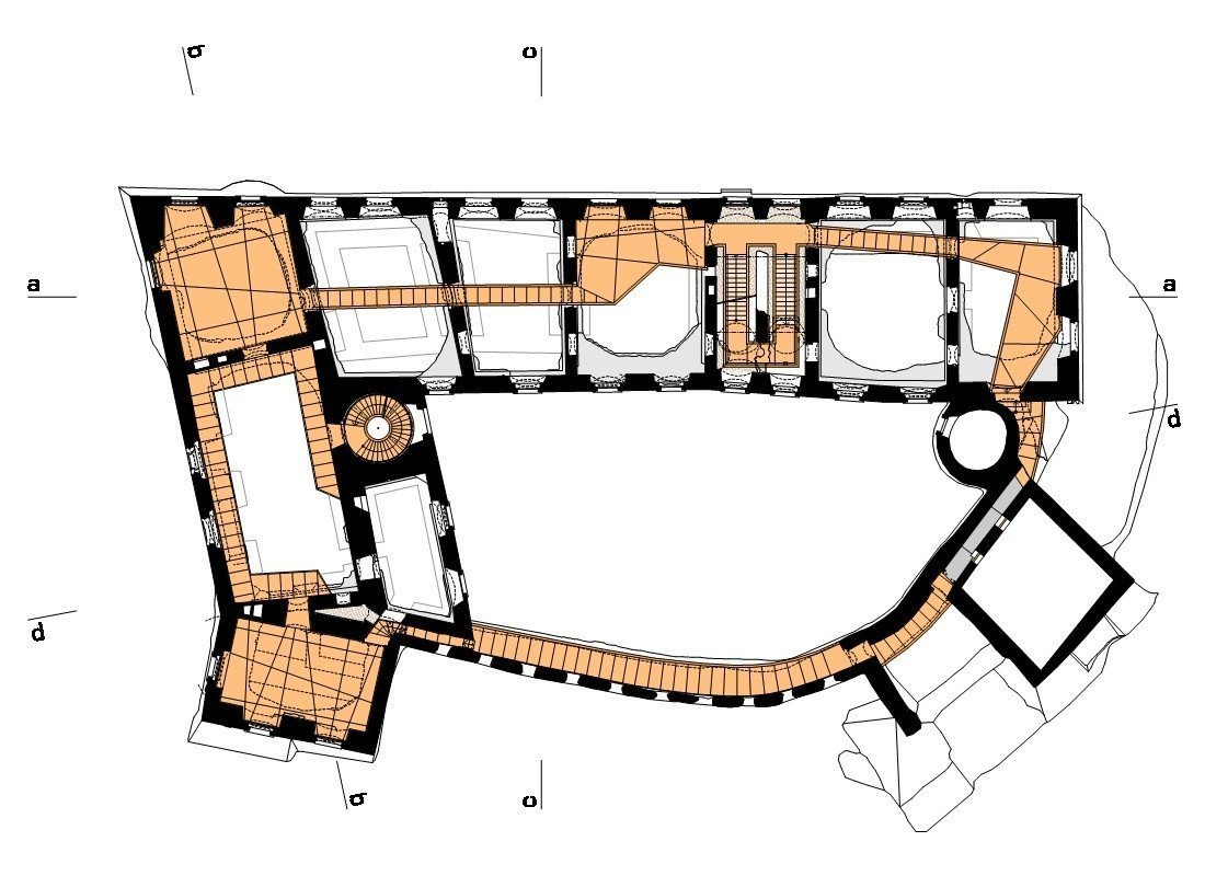 Rekonstrukce paláce hradu Helfštýna, půdorys 2P, Atelier-r / Miroslav Pospíšil, Martin Karlík