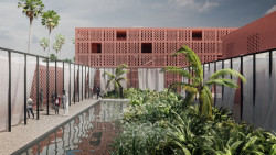 Vítězný návrh české ambasády v Addis Abebě od studentek Jany Hájkové a Kristiny Boháčové z STU Bratislava.