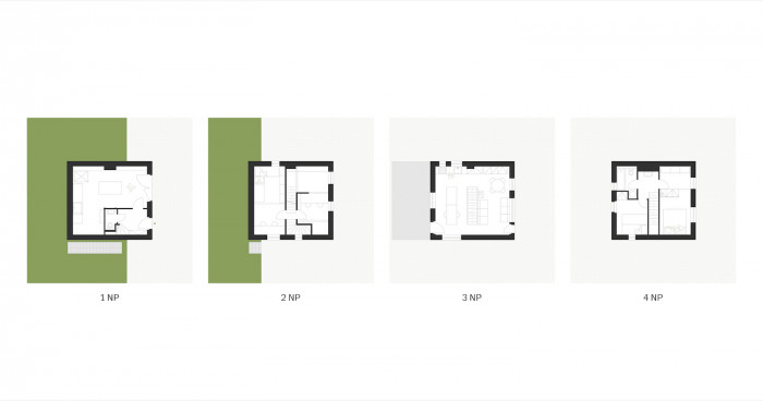 Chata v Jundrově, atelier RCNKSK/ Jan Říčný, půdorysy