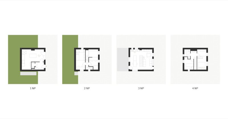 Chata v Jundrově, atelier RCNKSK/ Jan Říčný, půdorysy
