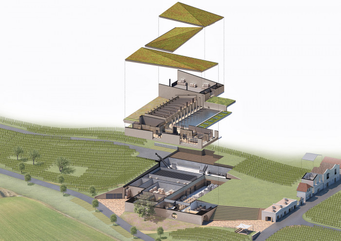 Vinařství Mikrosvín, FAM Architekti, axonometrie.