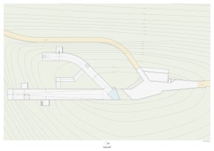 Saya Park, půdorys střechy uměleckého pavilonu, Alváro Siza, Carlos Castanheira